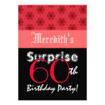 SURPRISE 60th Birthday Red and Black Stars L001 Personalized Announcements