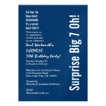 SURPRISE 70th Birthday Modern Blue White Metallic Personalized Invitation