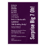 SURPRISE 70th Birthday Modern Deep Purple Metallic Custom Invites