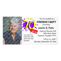 Surprise 70th Birthday Party Photo Invitation Photo Greeting Card