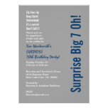 SURPRISE 70th Birthday Party Silver and Navy Blue Custom Announcement