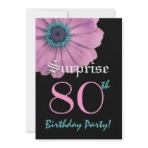 SURPRISE 80th Birthday Template Pink Daisy Invite