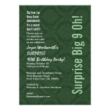SURPRISE 90th Birthday Modern Hunter Green Invitation