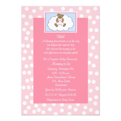 Surprise Baby Shower Invitation -- Teddy Bear Custom Invitations