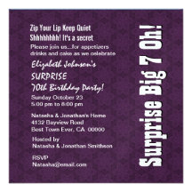 SURPRISE Big 7 Oh Birthday Deep Purple Invitation