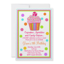 Surprise  Candy Cupcake Birthday Invitation
