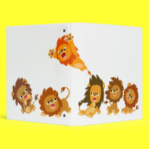 "Surprise!!" Cute Cartoon Lions Avery Binder