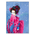 Surprise Snow Geisha Art Blank Greeting Card