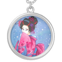 Surprise Snow Geisha Art Custom Necklace