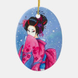 Surprise Snow Geisha Art Personaized Ornament