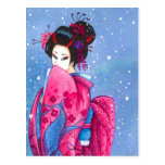 Surprise Snow Geisha Art Print Custom Postcard