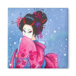 Surprise Snow Magnet Maiko Geisha Japanese Art