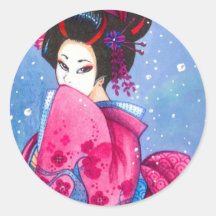 Surprise Snow Sticker, Small, Maiko Geisha Art