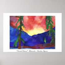 "Surreal Sunrise" - Watercolor - Caroline Tigeress Poster