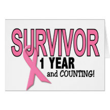 SURVIVANT de CANCER DU SEIN 1 an et compte Carte De Vœux