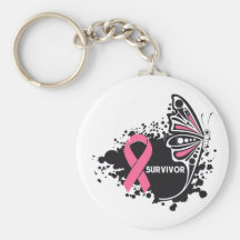 Survivor Abstract Butterfly Breast Cancer Keychains