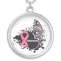 Survivor Abstract Butterfly Breast Cancer Personalized Necklace