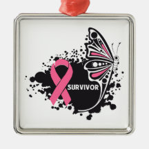 Survivor Abstract Butterfly Breast Cancer Christmas Tree Ornament