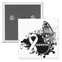 Survivor Abstract Butterfly Lung Cancer Buttons