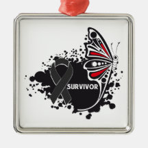 Survivor Abstract Butterfly Melanoma Christmas Ornament