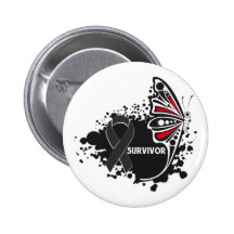 Survivor Abstract Butterfly Skin Cancer Pinback Button