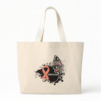 Survivor Abstract Butterfly Uterine Cancer Tote Bags