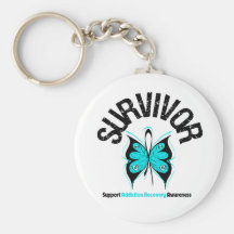 SURVIVOR Butterfly Addiction Recovery Key Chain
