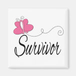 Survivor Butterfly Ribbon Breast Cancer Refrigerator Magnet