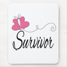 Survivor Butterfly Ribbon Breast Cancer Mouse Pads