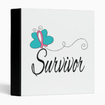 Survivor Butterfly Ribbon Hereditary Breast Cancer Vinyl Binder