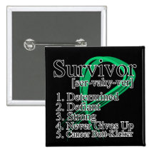 Survivor Definition - Liver Cancer Pinback Button
