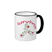 Survivor Flower Ribbon Lung Cancer Coffee Mugs