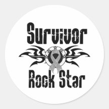 Survivor Rock Star - Brain Cancer Survivor Round Stickers