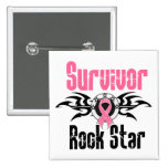 Survivor Rock Star - Breast Cancer Survivor Pinback Buttons