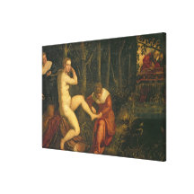 Susanna and the Elders (oil on canvas) Stretched Canvas Print