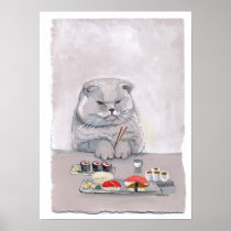 Sushi Cat Print - Mr. Grumps