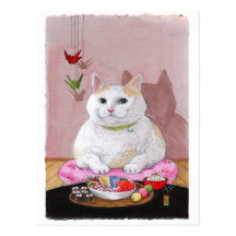Sushi Cat Sashimi Sweetie Postcard