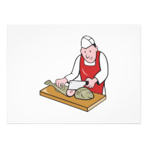 Sushi Chef Butcher Fishmonger Cartoon Personalised Announcement
