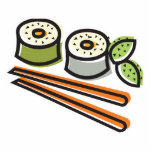 sushi rolls and chopsticks photo sculptures