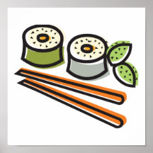 sushi rolls and chopsticks print