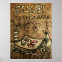 Sushi Served Here posters