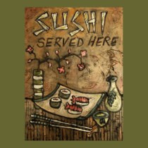Sushi Served Here posters