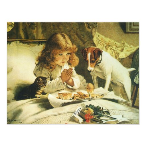 Suspense, Saying Our Prayers Charles Burton Barber Personalized Invitation