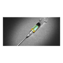 Suspicious looking syringe photo card template