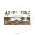 Sustainable Agriculture farm scene Round Stickers