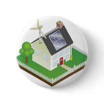 Sustainable renewable energy house pinback button