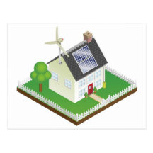 Sustainable renewable energy house post card