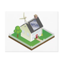 Sustainable renewable energy house post card