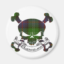 Sutherland Tartan Skull Magnets