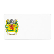 Sutton Coat of Arms (Family Crest) Personalized Shipping Labels